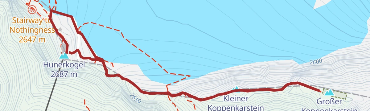 Route map: Koppenkarstein Westgrat Klettersteig